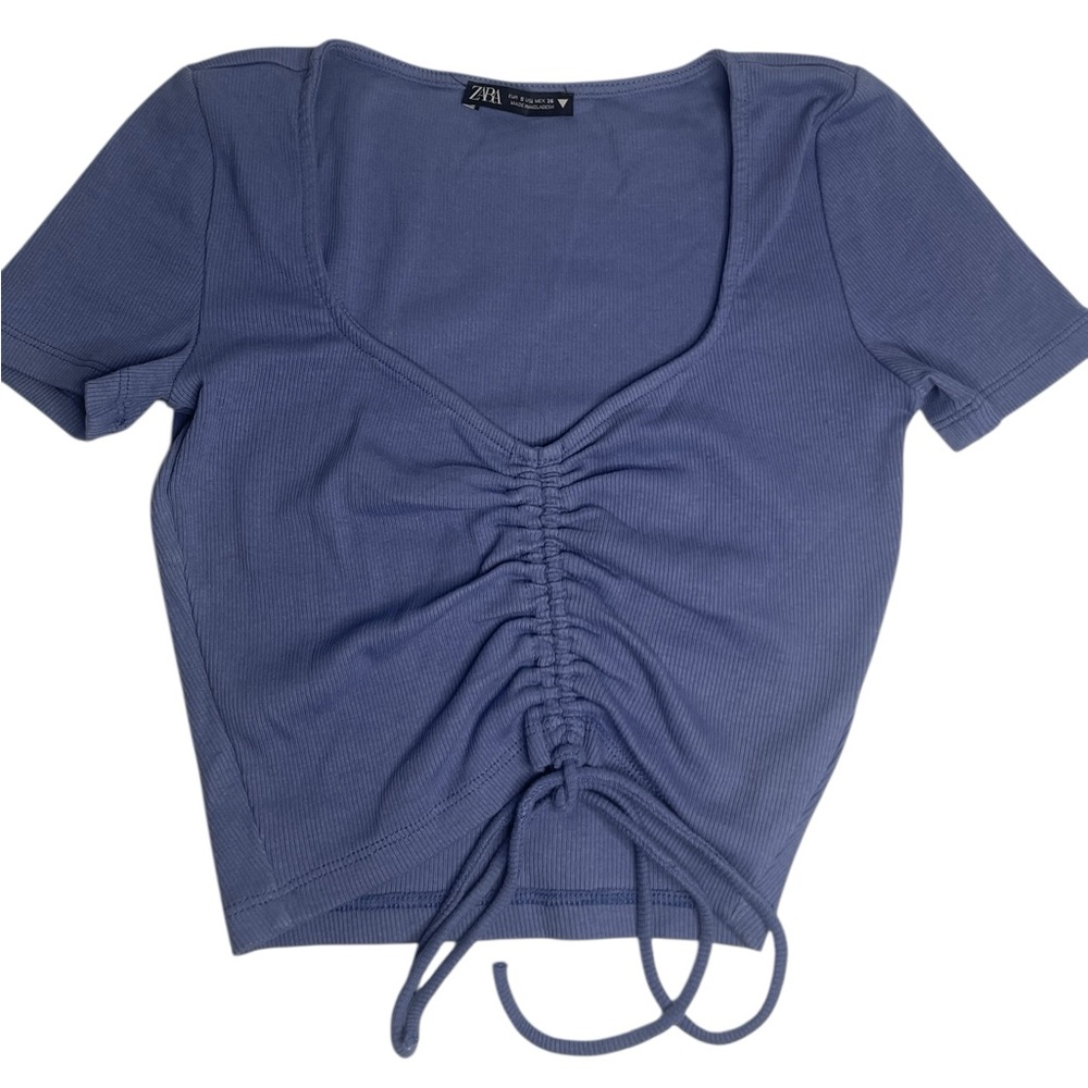 Zara Deep Blue Ruched Crop‎ Top
